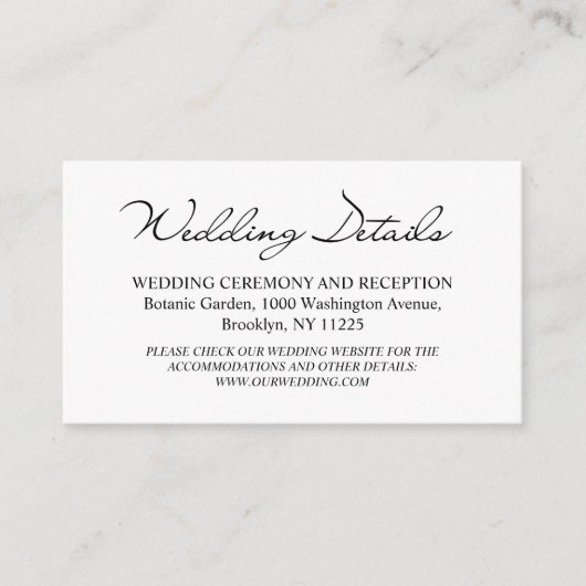 の結婚詳細写真シックなモダン手書き エンクロージャーカード (正面)