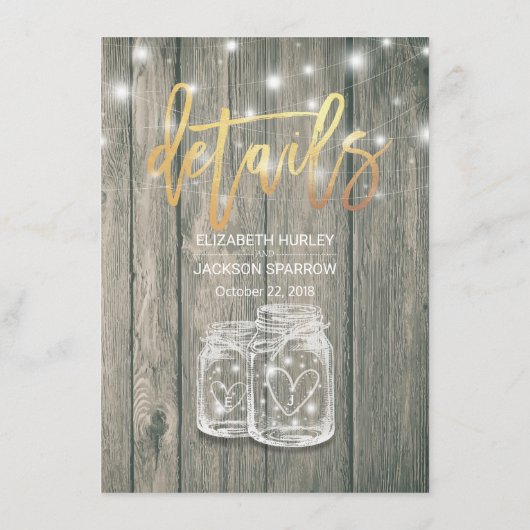 の結婚詳細情報メイソンjar文字列ライト エンクロージャーカード (裏面)