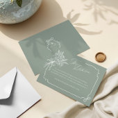 の結婚詳細手描きボウ&リボンブーケ エンクロージャーカード