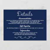 の結婚詳細挿入カード | ネイビモダンーブルー エンクロージャーカード (裏面)