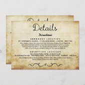 の結婚詳細挿入カード | ヴィンテージアンティーク エンクロージャーカード (正面/裏面)