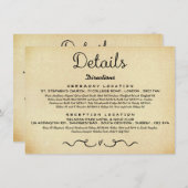 の結婚詳細挿入カード | ヴィンテージアンティーク エンクロージャーカード (正面/裏面)