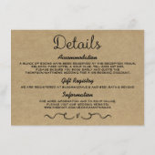 の結婚詳細挿入カード |国の素朴クラフト エンクロージャーカード (裏面)