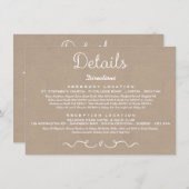 の結婚詳細挿入カード |国の素朴クラフト エンクロージャーカード (正面/裏面)