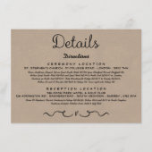 の結婚詳細挿入カード |国の素朴クラフト エンクロージャーカード (正面)