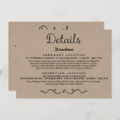 の結婚詳細挿入カード |国の素朴クラフト エンクロージャーカード (正面/裏面)