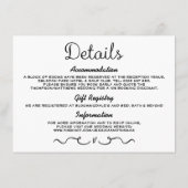 の結婚詳細挿入カード | 黒モダンと白 エンクロージャーカード (裏面)