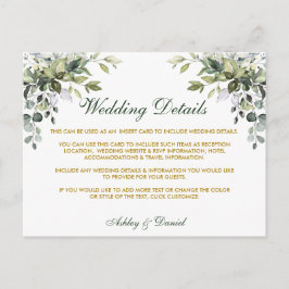の結婚詳細水彩緑の金ゴールドカード ポストカード