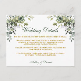 の結婚詳細水彩緑の金ゴールドカード ポストカード