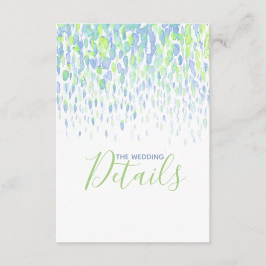 の結婚詳細青い緑のカスケードエンクロージャカード エンクロージャーカード (正面)