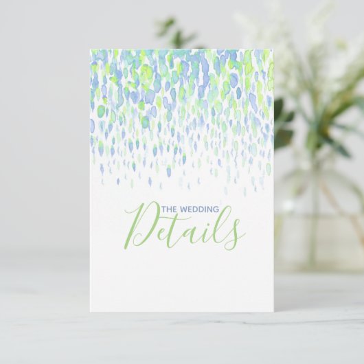 の結婚詳細青い緑のカスケードエンクロージャカード エンクロージャーカード (スタンド正面)