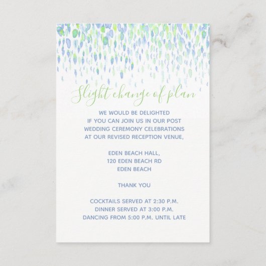 の結婚詳細青い緑のカスケードエンクロージャカード エンクロージャーカード (裏面)