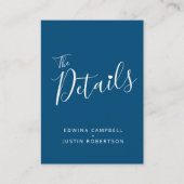 の結婚詳細青シンプル白エンクロージャカード エンクロージャーカード (正面)