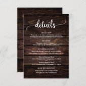 の結婚詳細、ダーク素朴ウッドをテーマにした エンクロージャーカード (正面/裏面)