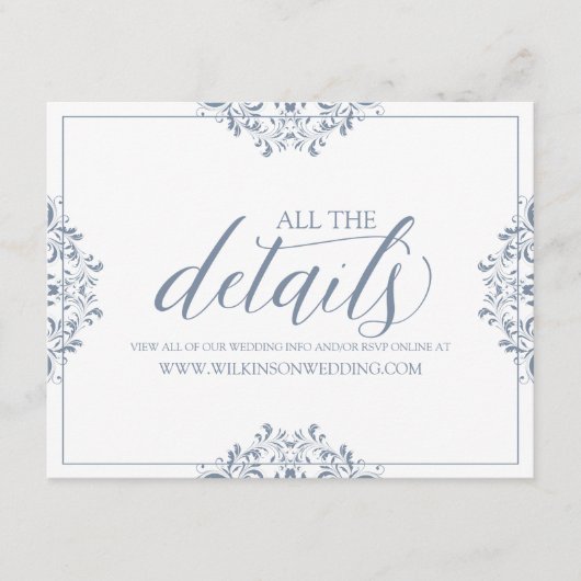 の結婚詳細 |ナディネ（ほこりっぽい青） エンクロージャーカード (正面)