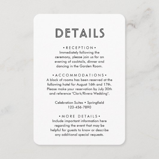 の結婚詳細・フォト&デコスタイリッシュタイポグラフィ エンクロージャーカード (正面)