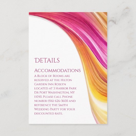 の結婚詳細-モダンピンク・オレンジ・イエロー エンクロージャーカード (裏面)