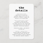 の結婚詳細・写真とタイプライターのタイポグラフィ エンクロージャーカード (正面)