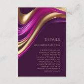 の結婚詳細 – 紫モダンの明るい赤紫色と金ゴールド エンクロージャーカード (裏面)
