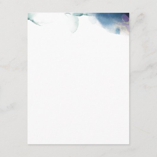 の結婚詳細、紫、青、ティール(緑がかった色)の水色 エンクロージャーカード (裏面)