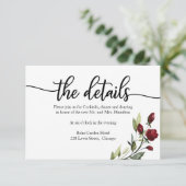 の結婚詳細BurgundyフローラRSVPカード 出欠カード (スタンド正面)
