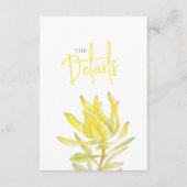 の結婚詳細QR結婚の黄色のleucadendron エンクロージャーカード (正面)