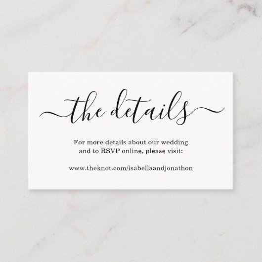 の結婚詳細Webサイトのエンクロージャカード – シンプル エンクロージャーカード (正面)