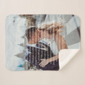 の結婚誓いのカップル写真 シェルパブランケット (正面(横))