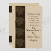 の結婚誓いの招待状を更新する – ブラウン/ベージュ/金ゴールド 招待状 (正面/裏面)