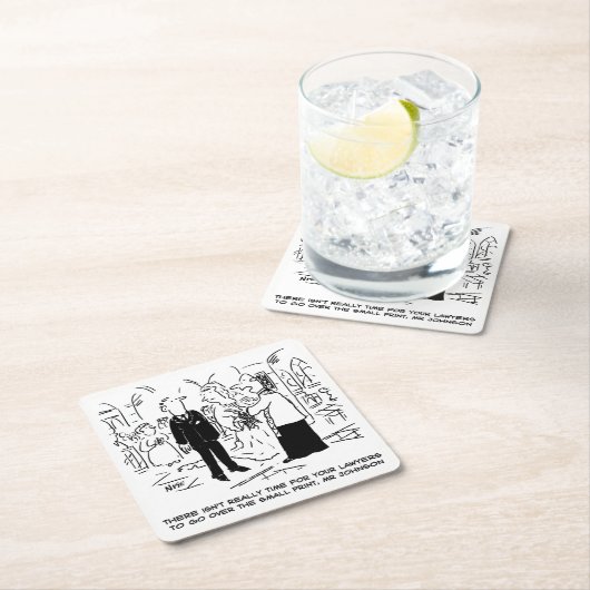 の結婚誓いスモールプリントの牧師と花婿 スクエアペーパーコースター (インサイチュ)