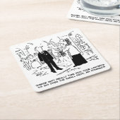 の結婚誓いスモールプリントの牧師と花婿 スクエアペーパーコースター (アングル)