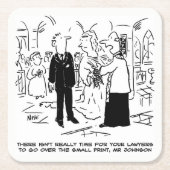 の結婚誓いスモールプリントの牧師と花婿 スクエアペーパーコースター (正面)