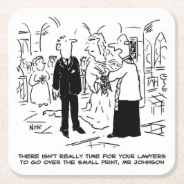 の結婚誓いスモールプリントの牧師と花婿 スクエアペーパーコースター