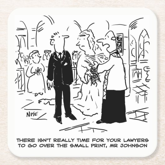 の結婚誓いスモールプリントの牧師と花婿 スクエアペーパーコースター (正面)