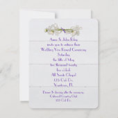 の結婚誓いリボン付き白い文房具 招待状 (裏面)