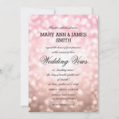 の結婚誓の更新バラ赤面ピンクグリッターライト 招待状 (正面)