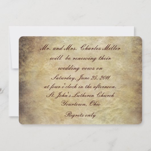 の結婚誓の更新ヴィンテージ 招待状 (裏面)