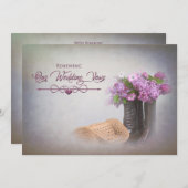 の結婚誓の更新招待状、ブーツ/花 招待状 (正面/裏面)