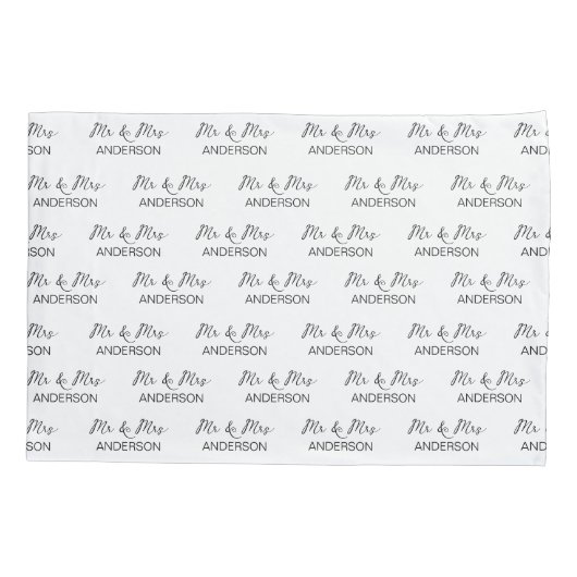 の結婚贈り物の寝具セットパーソナライズされたミセス 枕カバー (裏面)