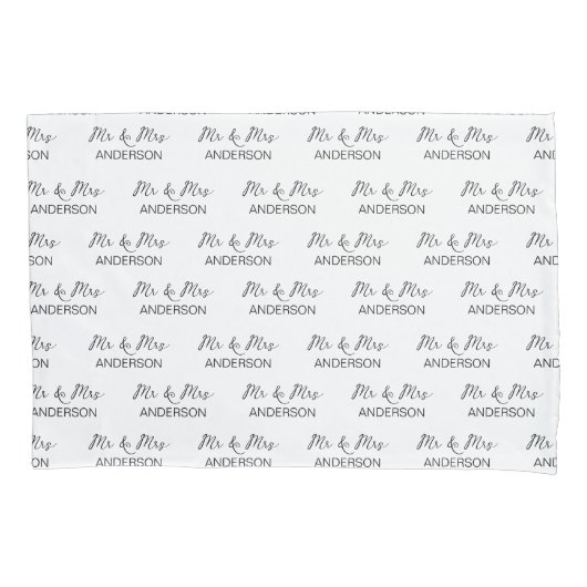 の結婚贈り物の寝具セットパーソナライズされたミセス 枕カバー (正面)