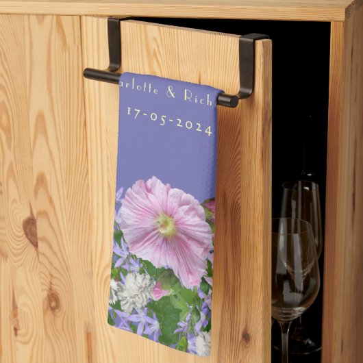 の結婚贈り物カップルの花束の背景 キッチンタオル (三つ折り)