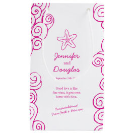 の結婚贈り物パーソナライズされたであるヒトデのピンク抱き枕 スモールペーパーバッグ