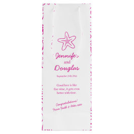 の結婚贈り物パーソナライズされたのスターフィッシュピンクのワインバッグ ワインギフトバッグ