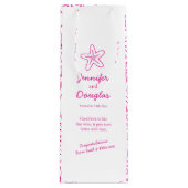 の結婚贈り物パーソナライズされたのスターフィッシュピンクのワインバッグ ワインギフトバッグ (正面)