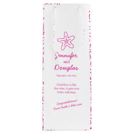 の結婚贈り物パーソナライズされたのスターフィッシュピンクのワインバッグ ワインギフトバッグ