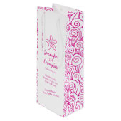 の結婚贈り物パーソナライズされたのスターフィッシュピンクのワインバッグ ワインギフトバッグ (正面アングル)