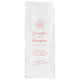 の結婚贈り物パーソナライズされたのスターフィッシュ・オレンジ・ワインバッグ ワインギフトバッグ