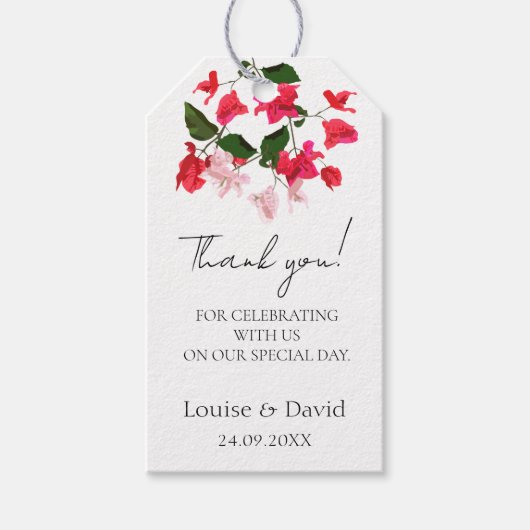 の結婚贈り物メッセージカードとブーゲンビリア花 ギフトタグ (正面)