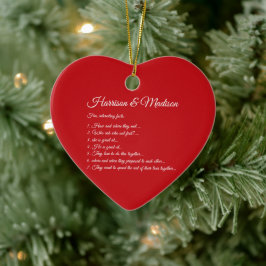の結婚赤いハートカップルおもしろいファクトカスタム写真 セラミックオーナメント