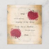 の結婚赤いハートリーフツリーオン金ゴールドバラ プレイスカード (外部開封)